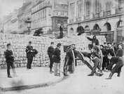 Place Vendôme ; the Right Side of the Barricade in the Rue de la Paix