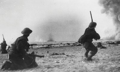 Soldiers were strafed and bombed by German aircraft while awaiting transport